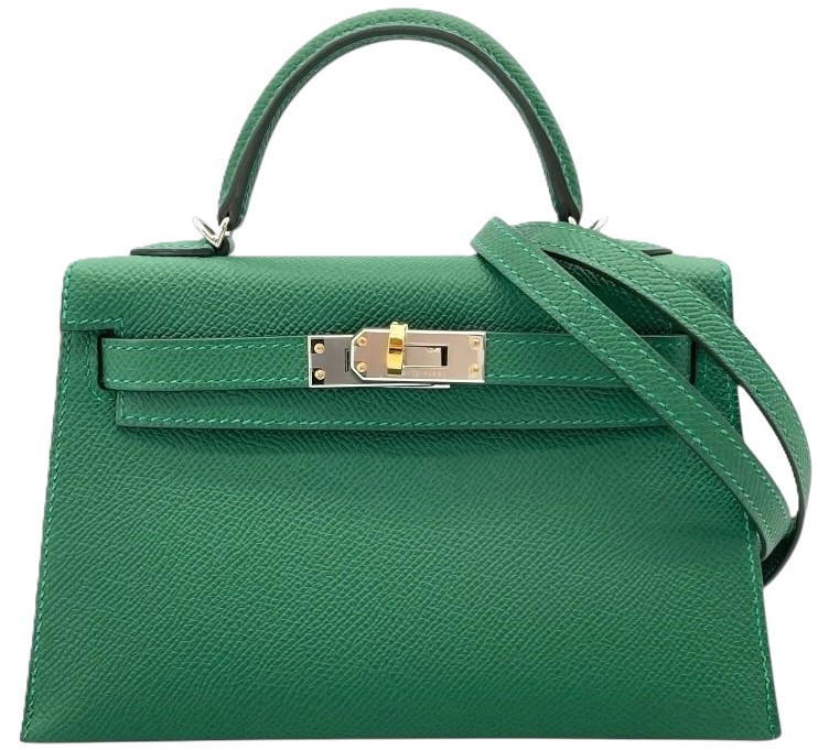 HERMES ミニケリー ヴェールヴェルディゴ エプソン エレクトラム金具